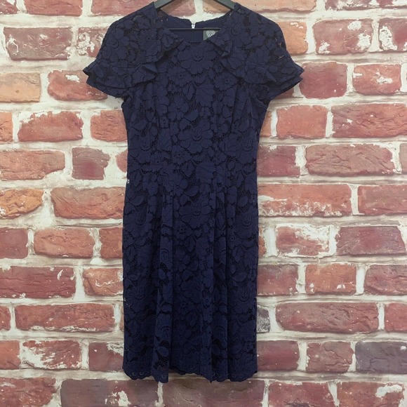 Vince Camuto Dresses & Skirts - VINCE CAMUTO WOMEN'S COBALT BLUE FLORAL LACE ZIP UP COCKTAIL DRESS
